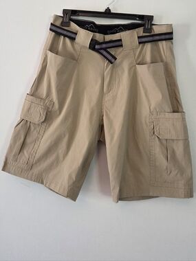Eddie Bauer Men's Khaki Belted Cargo Shorts Size 34